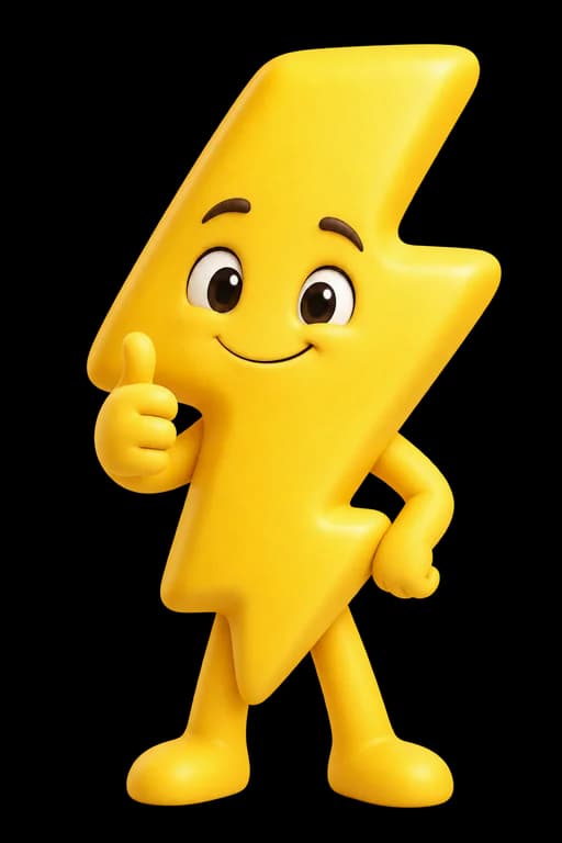 Wattie, our friendly yellow lightning mascot, giving a thumbs up