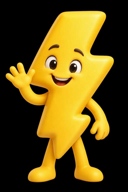 Wattie, our friendly yellow lightning mascot, waving hello